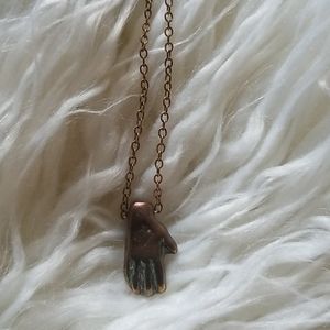 Reclaimed gold hand necklace